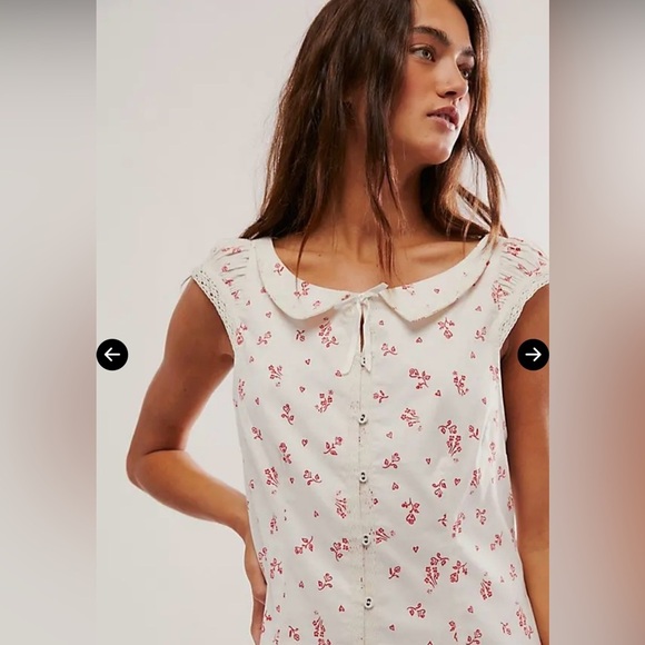 NWT Free People Beasley mini dress Ivory combo small pink flowers SZ Small - Picture 3 of 10